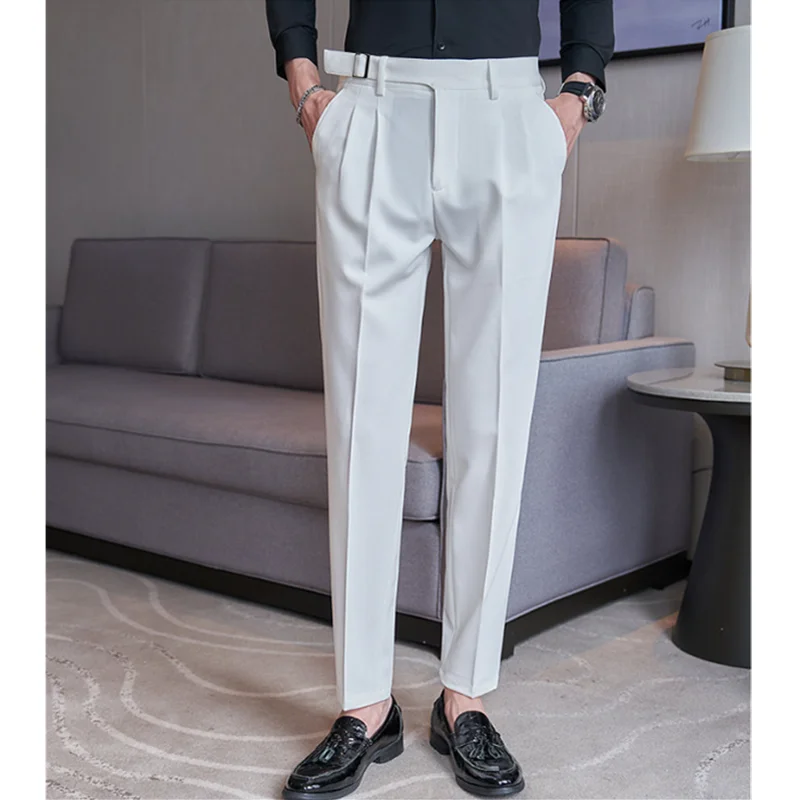 Fashion Men Business Social Twill Suit Pants Green / Black / Gray High-end Male Wedding Party Dress Trousers