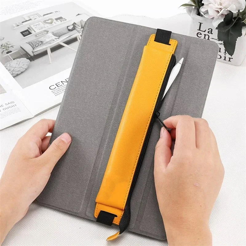 Luxury Pu Leather Elastic Buckle Pencil Case for Book Notebook Pen Bag Touch Screen Pen Cover for Office Meeting Easy Carry New