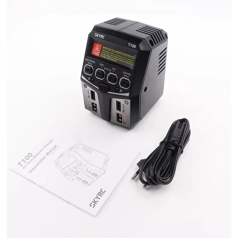 SKYRC T100 SK‑100162 Dual-Channel AC-Balancer-Ladegerät 2x50W 5A 2‑4S LiPo LiFe LiHV NiMH Pb XT60 für RC-Auto FPV-Drohnen-Akku – Detail 1