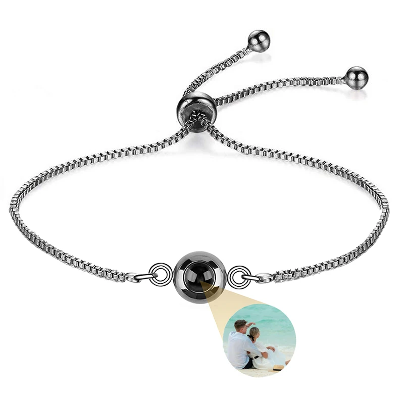 Personalisiertes Foto-Armband mit Bild im Inneren, 100 Sprachen 'Ich Liebe Dich' Projektions-Armband aus Edelstahl – Detail 9