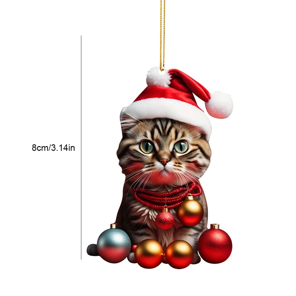 Gato bonito dos desenhos animados pendurado ornamentos, presente da decoração do Natal, árvore pingente personalizado, suprimentos do partido, 2024