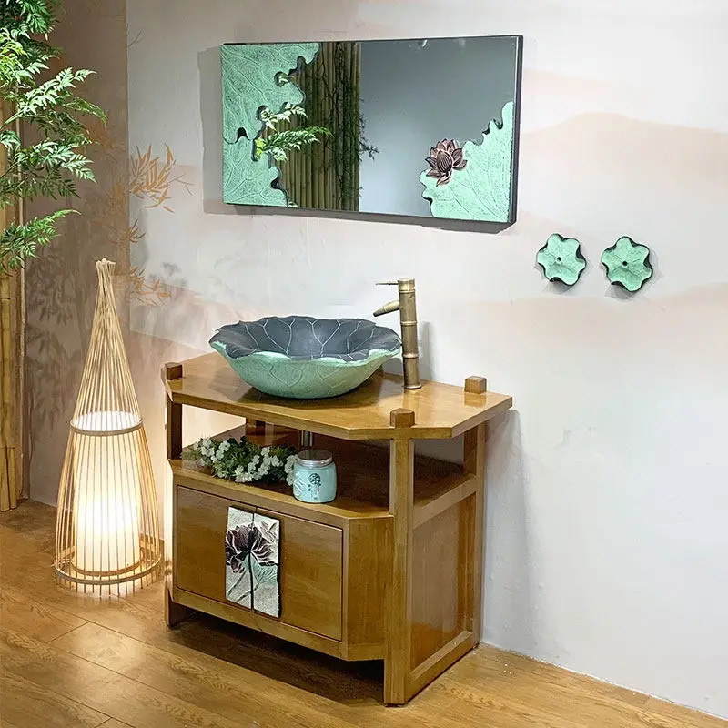 

Solid wood wash basin cabinet combination, counter basin bathroom cabinet, face cabinet and washstand