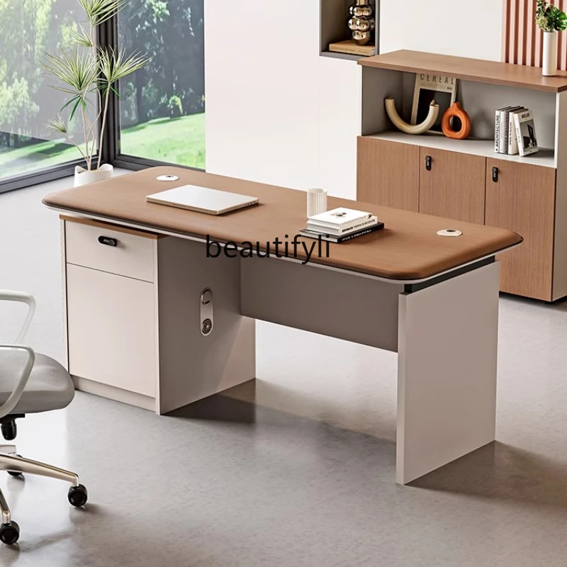 

Office boss desk simple modern single seat supervisor office home computer desk and chair