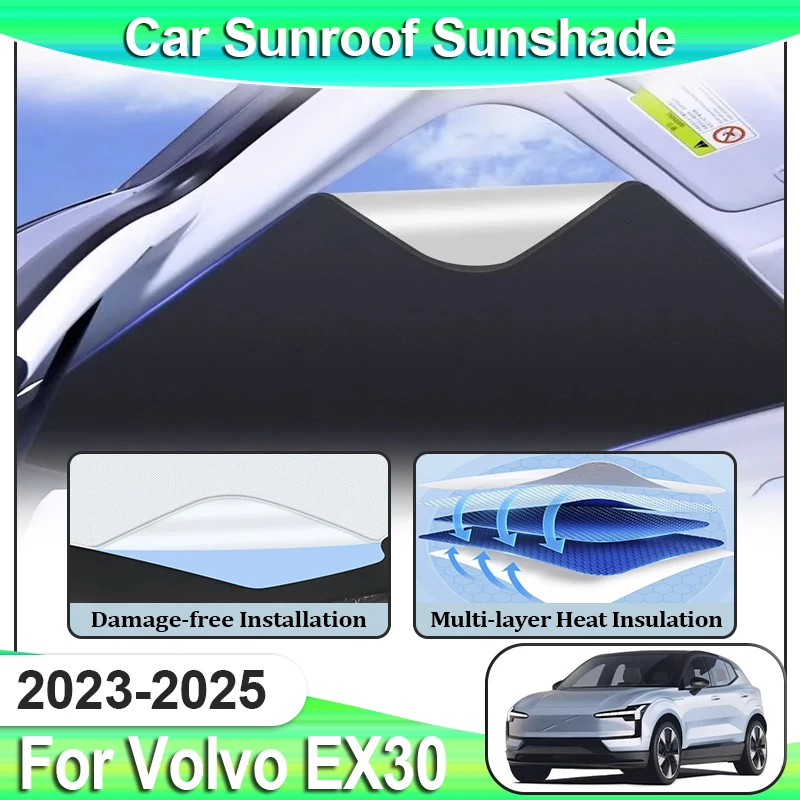 Солнцезащитные шторки для люка автомобиля Volvo EX30, аксессуары 2023 2024 2025, электростатическая силиконовая наклейка-шторка на люк