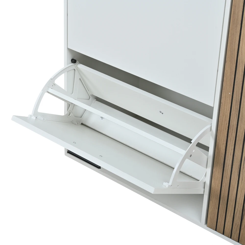 PINGGO 5-teiliges Eingangsbereich-Schuhregal-Set mit Schuhbank, Spiegel, Hängetasche und 4 Haken für Flur und Wohnzimmer – Detail 18