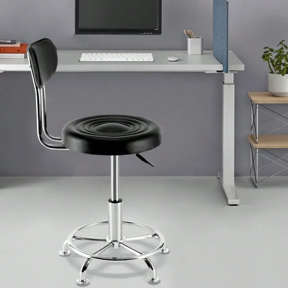 

Salon Chair With 360Degree Swivel Seat, Heavy Duty Hydraulic Height Adjustable High Barber Cutting Stools, Movable Stool With B