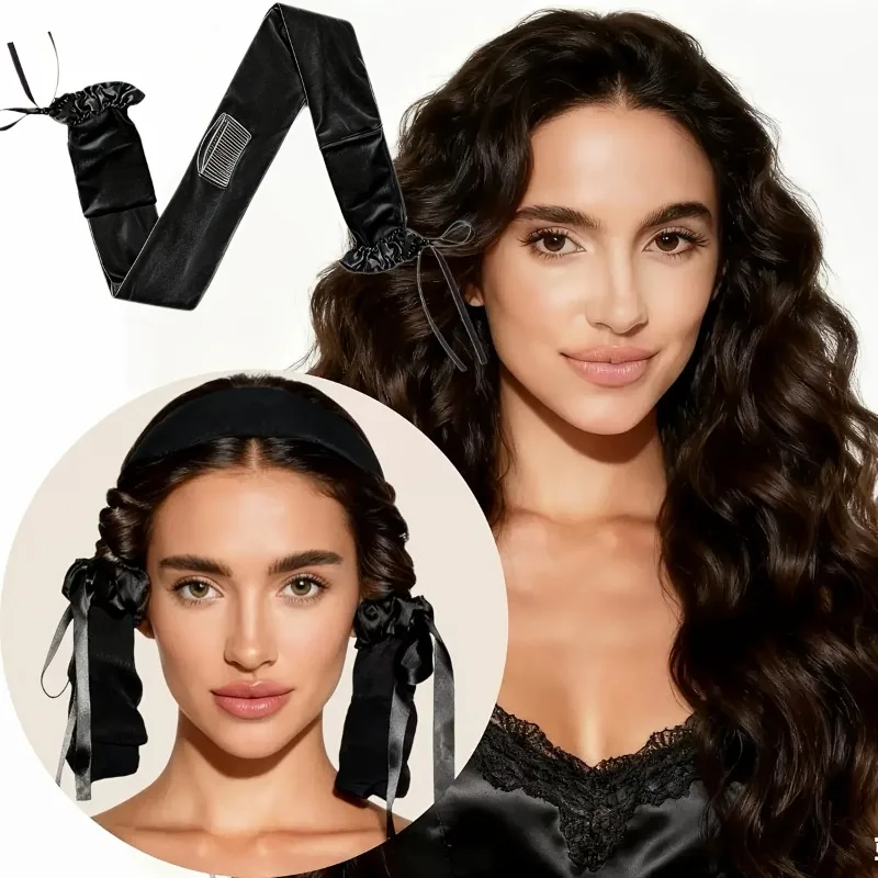 Manual Heatless Curling Wand with Comb Attachment Styling All Hair Types Volume and Waves No Curler Salon Use Rollers