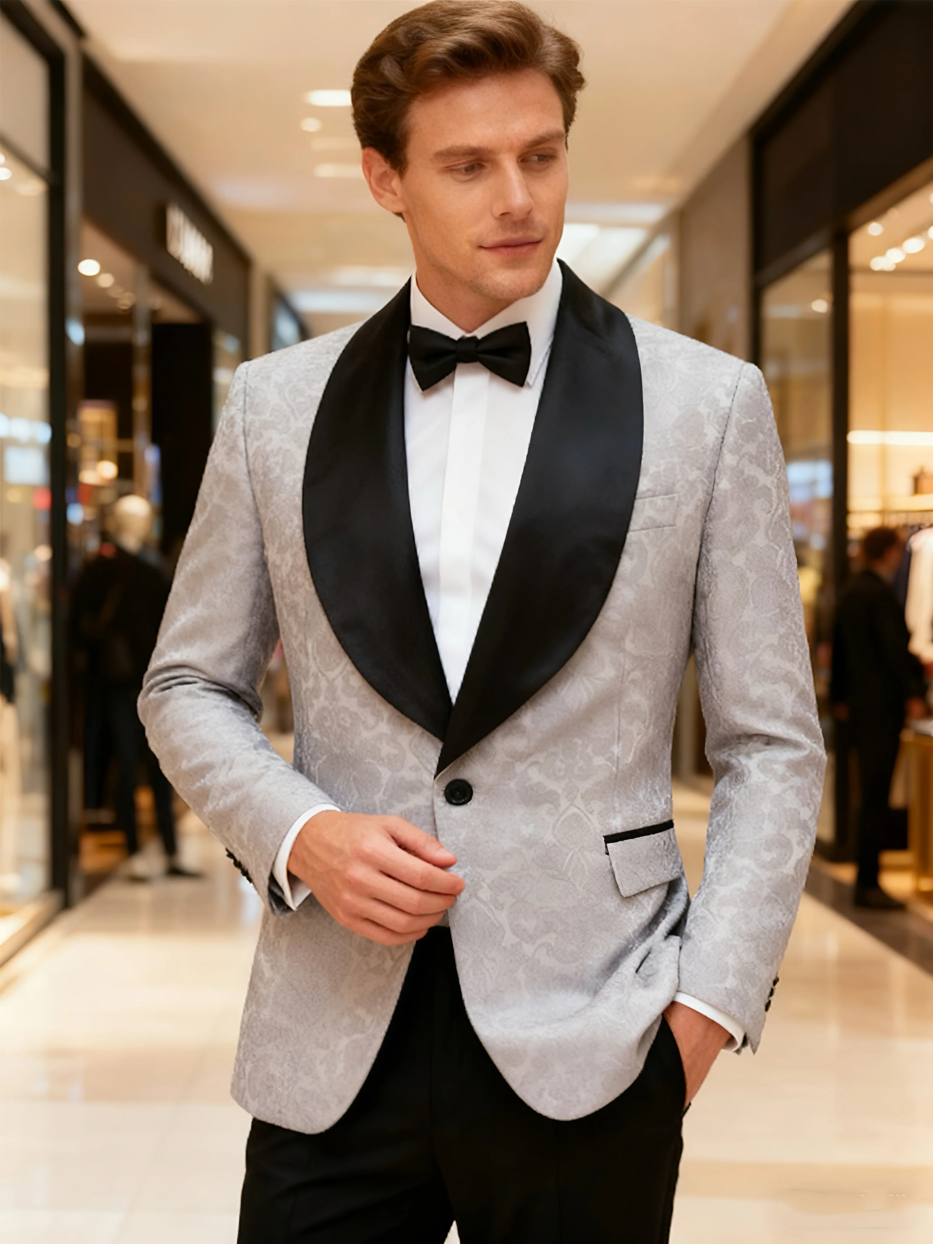 Moda única peça superior terno masculino jaqueta esportiva xale único botão fino ajuste manga comprida jaqueta tailcoat festa din