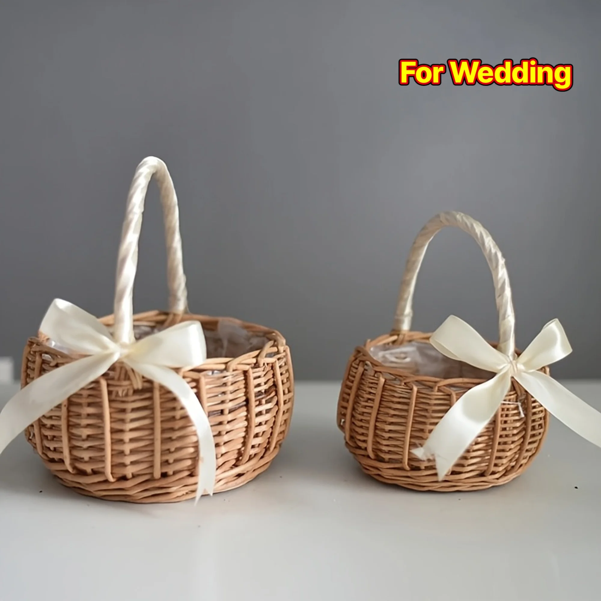 1pc Handwoven Rattan Wedding Basket,Detachable Liner, Multi-Functional for Flower Petals Storage, Rustic Oval Design for Home
