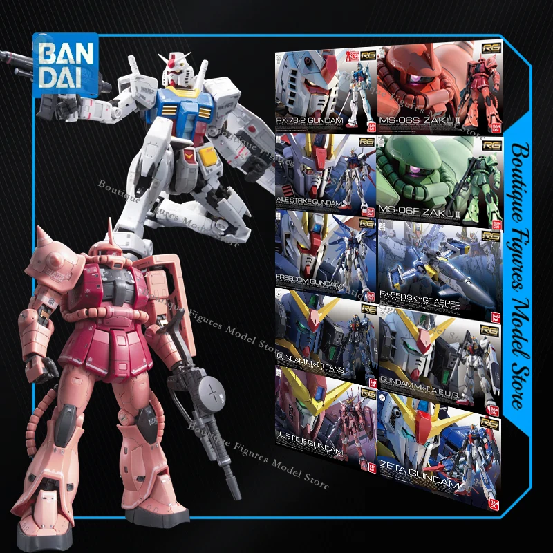 Bandai Original Gundam RG RX-78-2 ZAKU AILE STRIKE FREEDOM MK2 JUSTICE ZETA figuras de acción de Anime modelo de ensamblaje regalo juguetes para niños