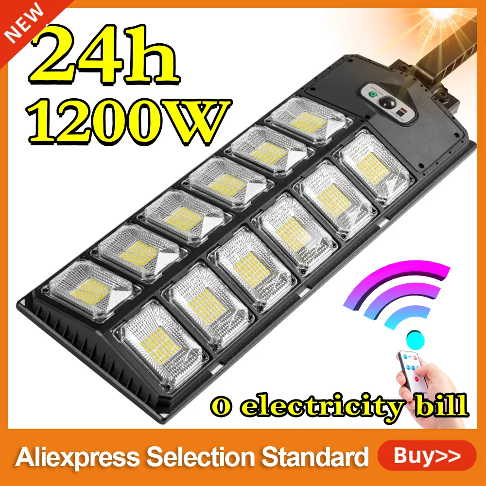 

12000W Powerful Solar Lights Outdoor With Motion Sensor 135° Solar Lamp Waterproof Remote Control Sunlight Garden Street Light