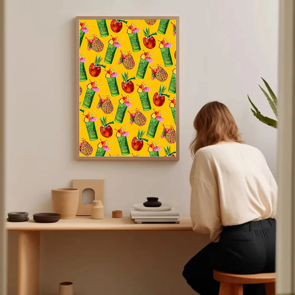 الاستوائية قماش جدار الفن كوكتيل بار ديكور أوراق النخيل الصيف المشاعر ديكور المنزل الشاطئ موضوع غرفة المعيشة الفني المطبوعات الحديثة #5