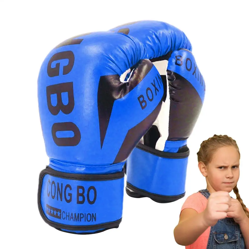 1 Paar Schlagtraining Workout Kampf Übungshandschuhe Kinder Leder Boxhandschuhe Kinder Kinder Zug Turnhalle Handschuh Handschutz – Detail 8