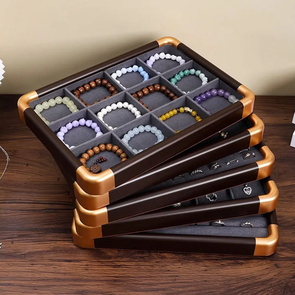 Wood Grain Jewelry Storage Necklace Vintage Walnut Display Tray Jewelry Display Tray Jewelry Bracelet Counter Display