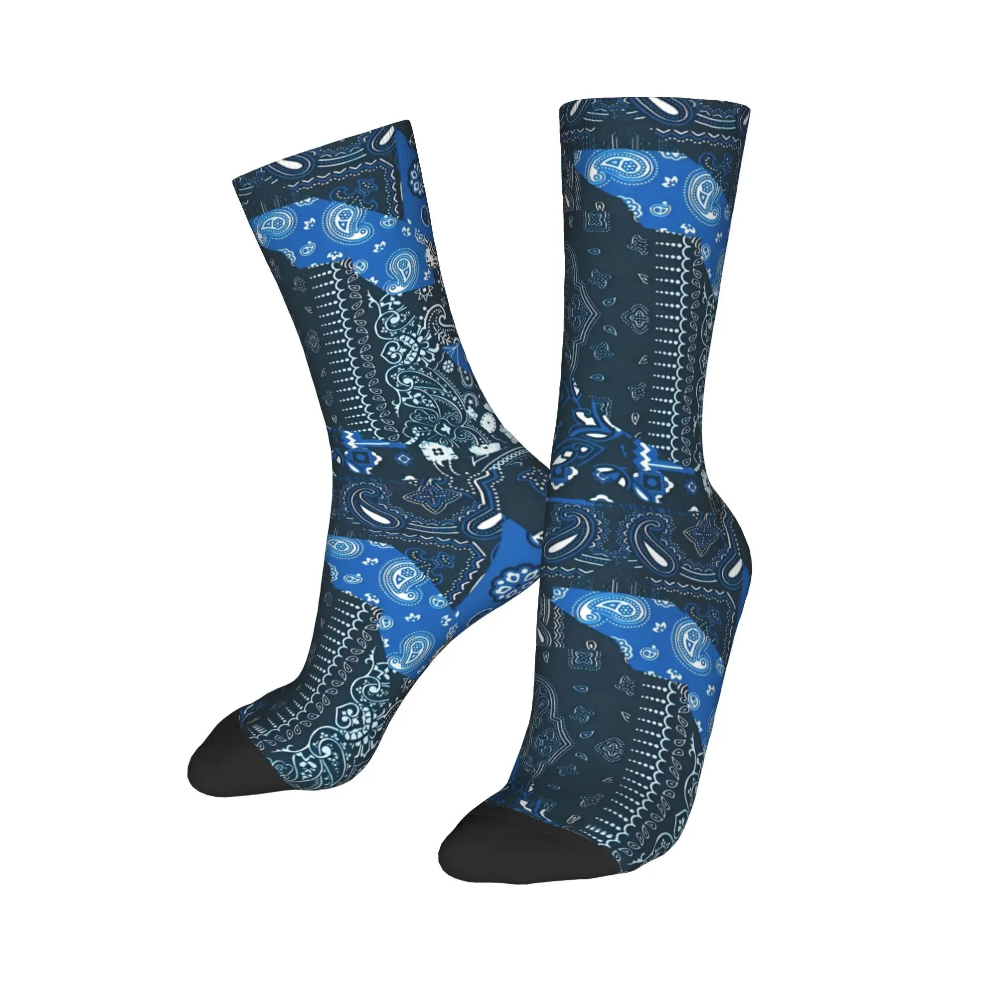 Custom Funny Printed Vintage Paisley Oriental Kerchief  Hot Socks for Men Women Stretch Summer Autumn Winter Classic Crew Socks