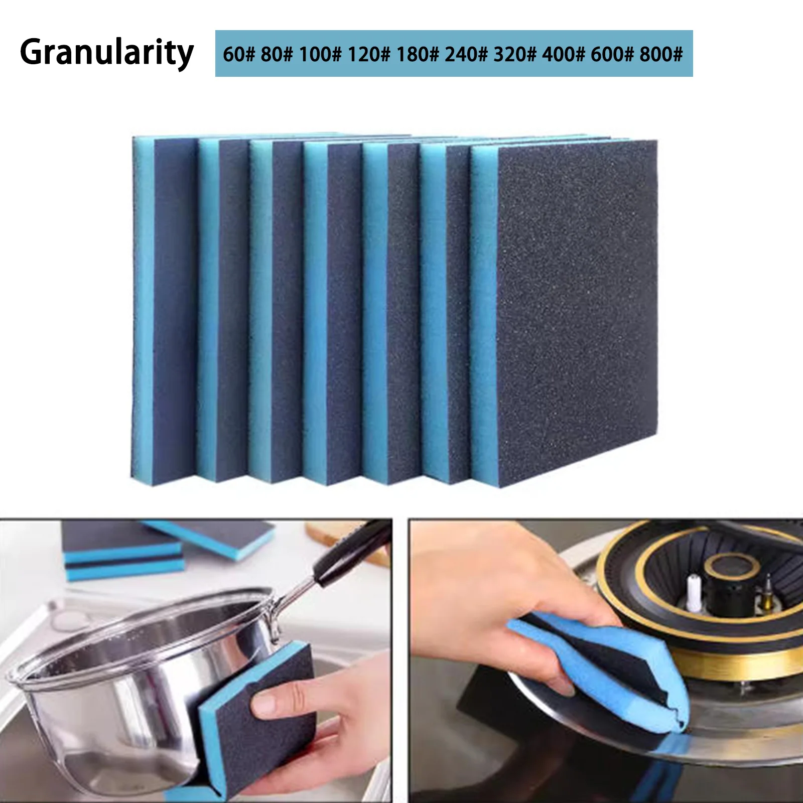 

Шлифовальная губка зернистостью 60-800, моющиеся и многоразовые шлифовальные блоки для влажной и сухой шлифовки для дерева, металла, стекла, мебели, краски 118*98*13 мм