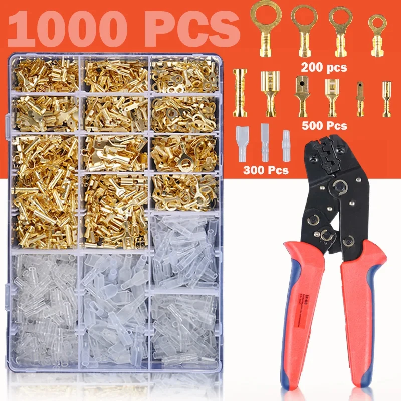 

135/270/315/1000pcs 2.8/4.8/6.3mm Crimp Terminal Insulation Seal Wire Crimping Pliers Male and Female Plugs Spring Terminal kit