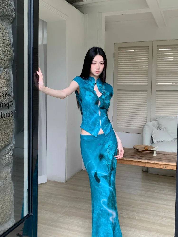 CHEERART Summer 2 Piece Set Women'S Matching Sets Chinese Fashion Floral Mesh Outfit Skirt And Top Set 2026 Designer Clothes