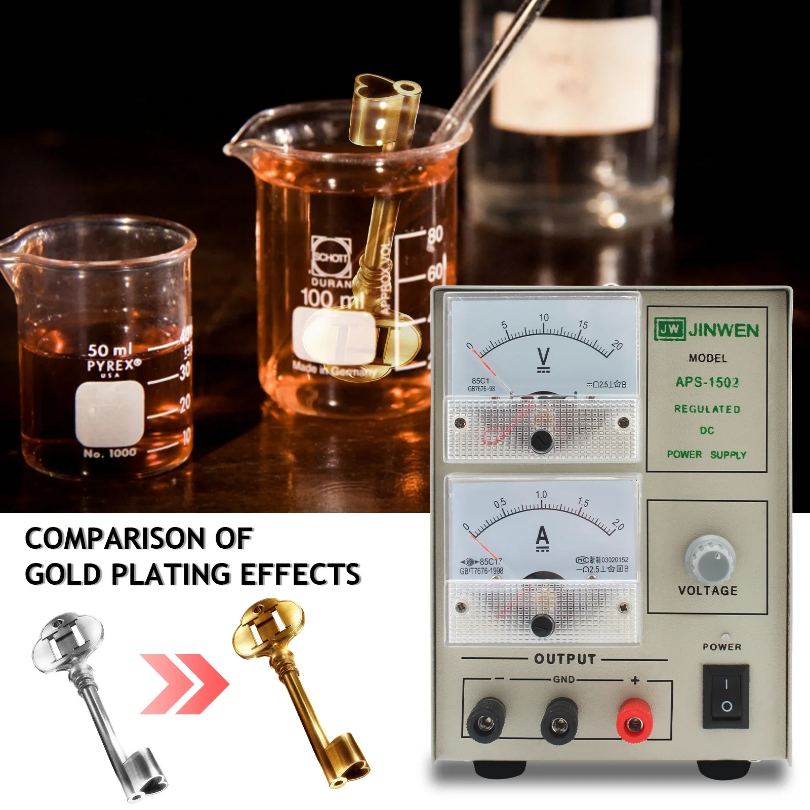 Professional 2A 24K Gold Plating Machine Kit, Mini Jewelry Electroplating Equipment for Silver Gold Processing DIY Tool