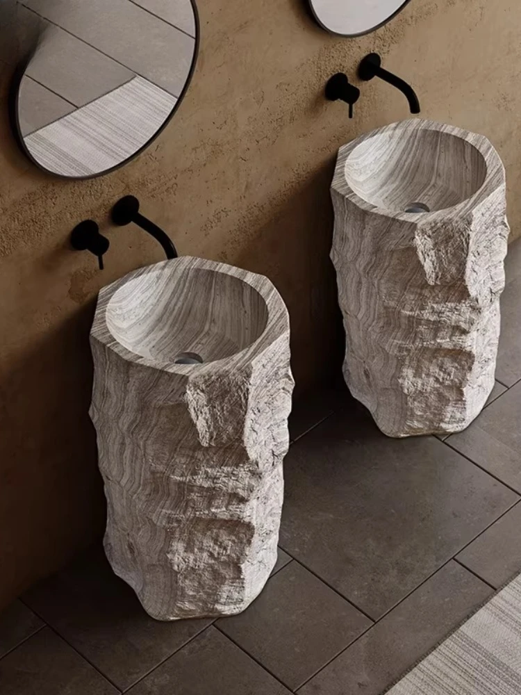 

Wabi Sandy Wind Outdoor Garden Column Basin Integrated Floor Balcony Personalized Art Washbasin