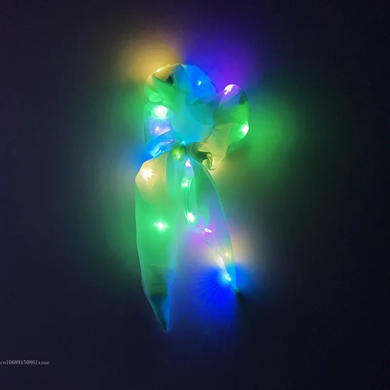 1pcs LED Luminous Scrunchies Hairband Ponytail Holder Headwear Elastic Satin Hair Bands Girl Hair Accessories for Party