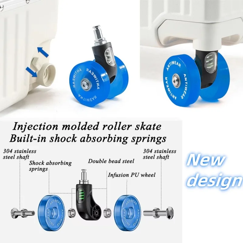 حقيبة مقود واسعة متدحرجة للأمتعة ذات سعة كبيرة بإطار من الألومنيوم مع عجلات دوارة صامتة ملونة وقفل TSA #3