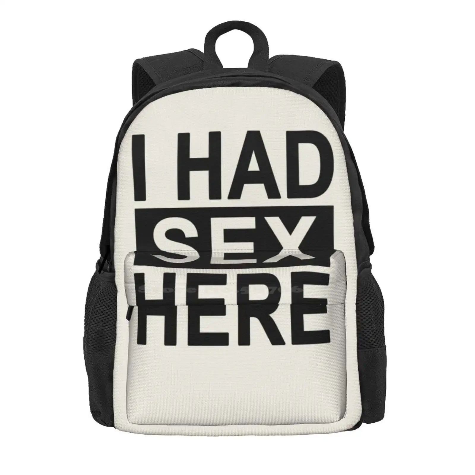 I Had Sex Here Hot Sale Schoolbag Backpack Fashion Bags Sofa Animalistic Upholstery Sexuality Sayings Valentines Day