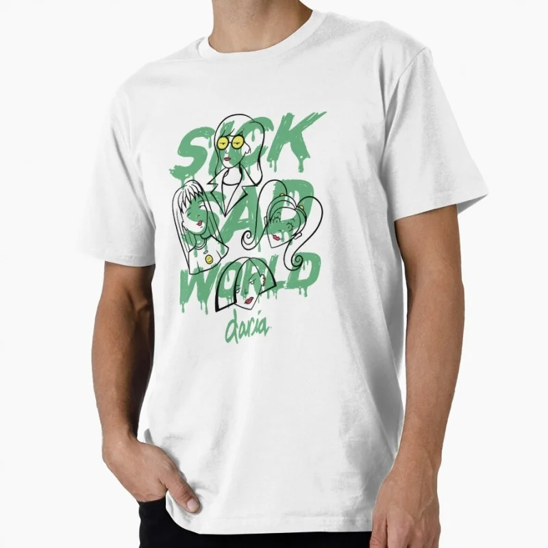 

0827 Retro Sick sad world tv shows Gift t shirt 90s Nostalgia cartoon Graphic Clothes Daria Large size Tops 100% cotton tee