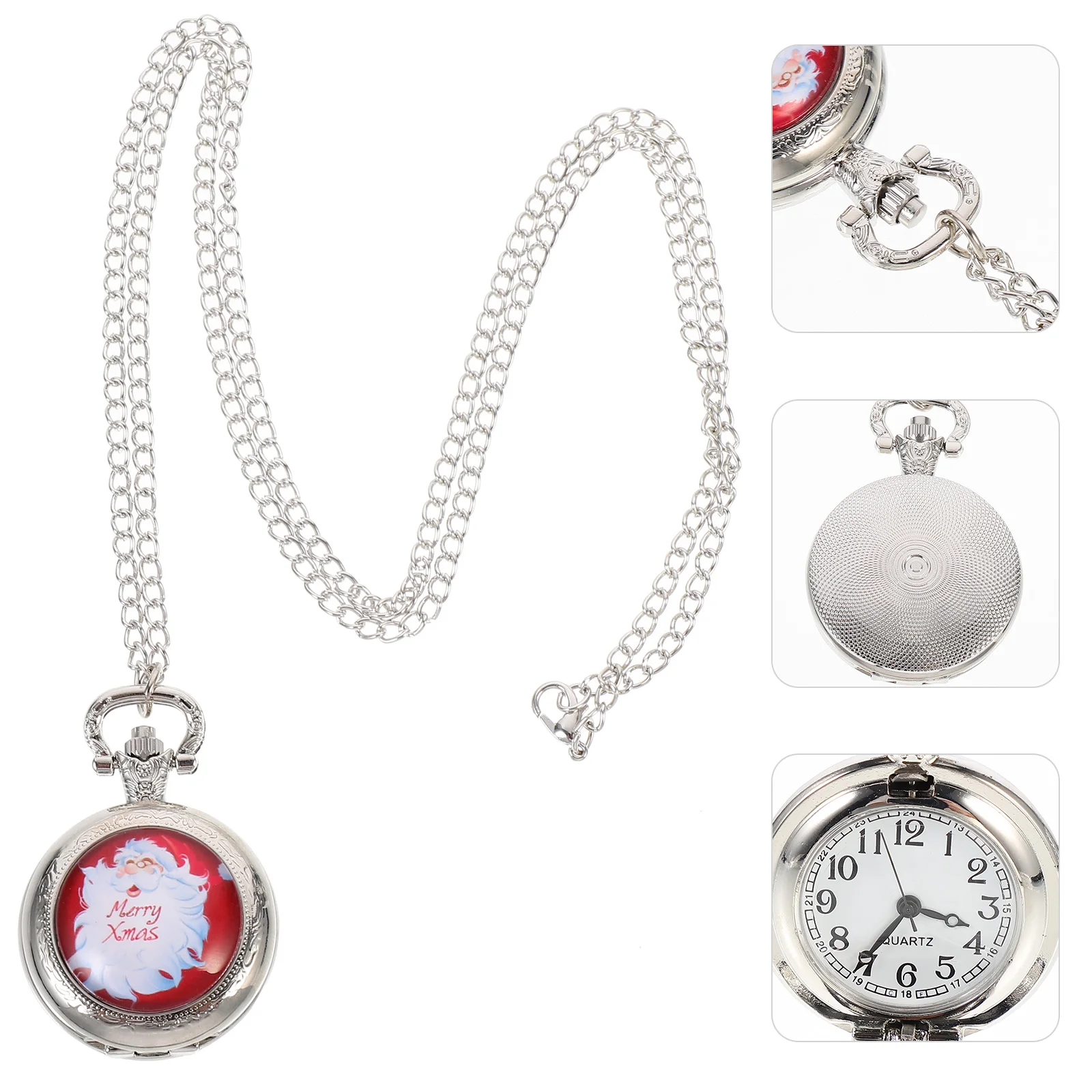 

Vintage Pocket Retro Santa Pattern Quartz Bronze Santa Pattern Pocket Watch Christmas Gift Decorative Hanging Watch nament Box