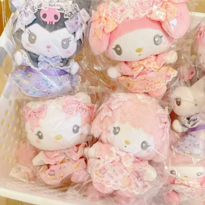Nueva falda de sirvienta Lolita serie My Melody vestido rosa My Sweet Piano Kuromi Sanrio llavero de felpa Hello Kitty pequeño colgante juguetes regalo