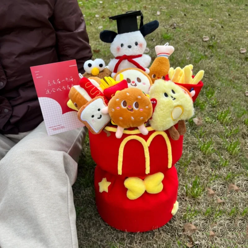 Creative Doll Bouquet French Fries Burger Pochacco Cartoon Character Bouquet Cute Birthday Gift And Graduation Gift For Friends