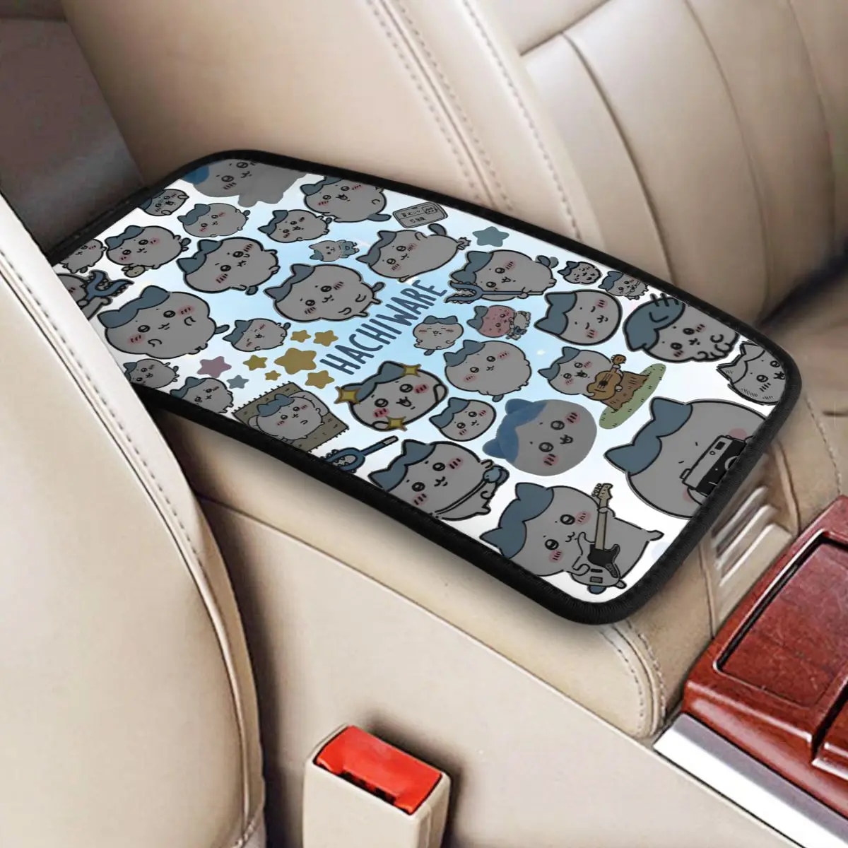 

Rakko Chiikawa Car Interior Decor Center Console Protector Armrest Storage Box Mat For Most Vehicles