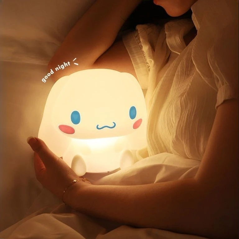 

Cinnamoroll Cartoon LED Night Light Desktop Decoration Glowing Toys Silicone Ornaments Lighting Gifts Children's Lamps