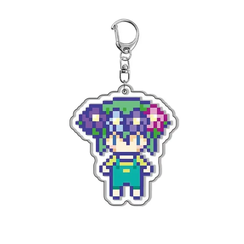 Game Omori Pixel Acrylic Keychain Cute Aubrey Kel Basil Figure Pendant Keyring Car Key Bag Backpack Accessories Gifts