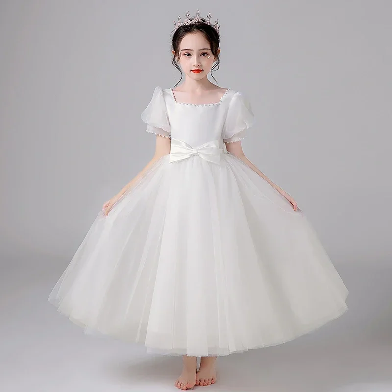 

Ball-Gown/Princess Scoop Floor-Length Satin Flower Girl Dress Junior Bridesmaid Dress First Communion Dress 2-15T