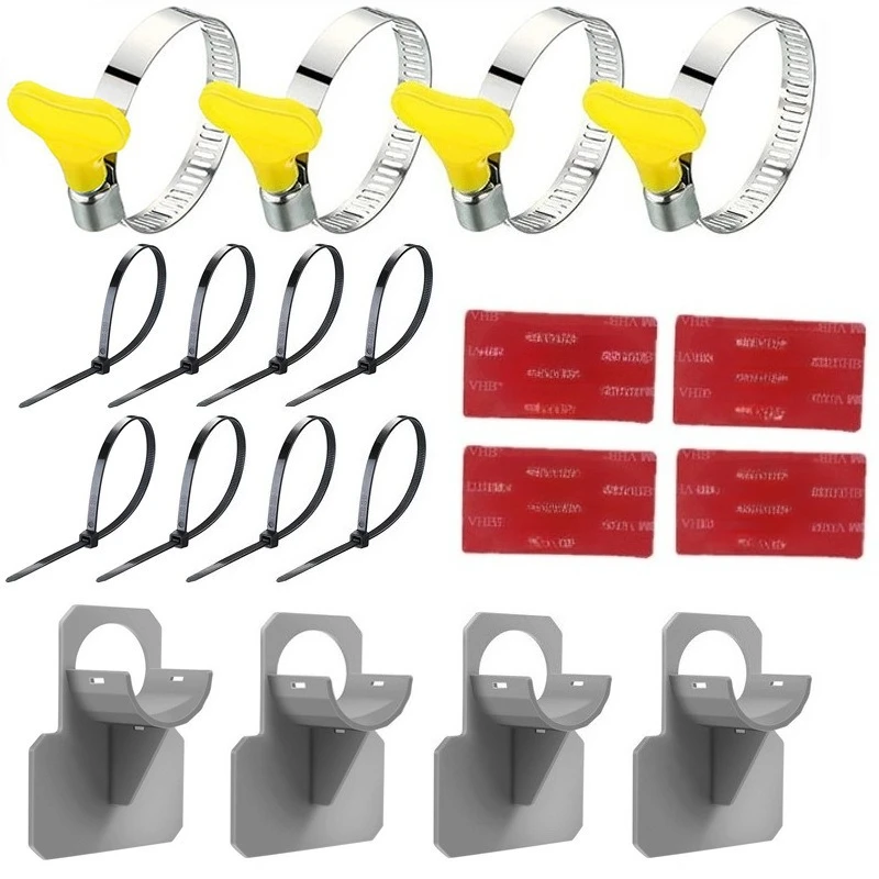 4/8pcs Pool Hose Holder Brackets With Hose Clamps Cable Ties Tape Water Pipe Fixing Stand For Indoor Outdoor Swimming Pool Hose
