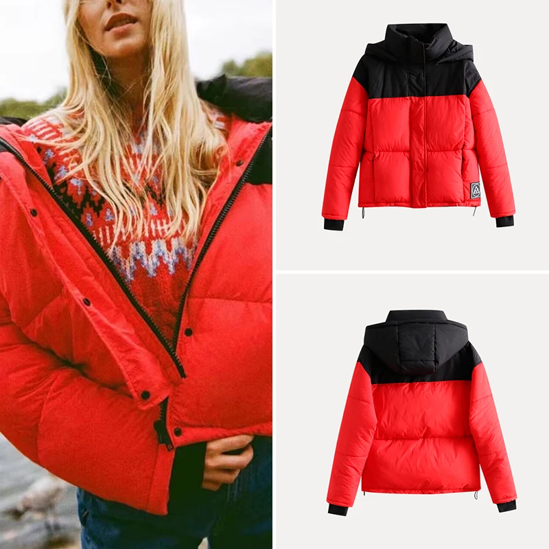 

Новинка лета 2029, женская модная повседневная универсальная пуховая хлопковая куртка Jaet Street Sle, свободная посадка, длинная застежка-молния с капюшоном