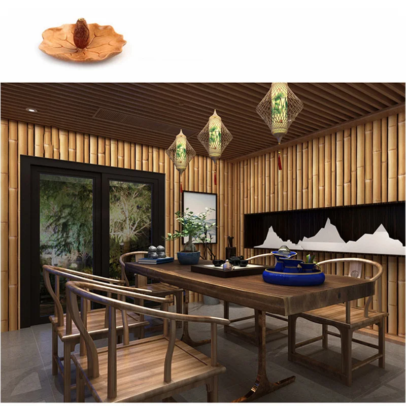 3D Bamboo Wallpaper Hotel Porch Living Room TV Background Wall Classical Chinese Style Home Decoration PVC Wall Sticker