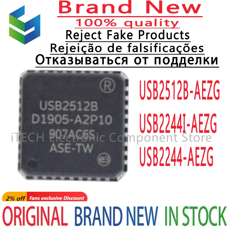 2-5Pcs 100% New USB2244-AEZG-06 USB2244-06 USB2244I-AEZG-06 USB2244I-06 USB2512B-AEZG USB2512B QFN36 Brand New Original Chips Ic