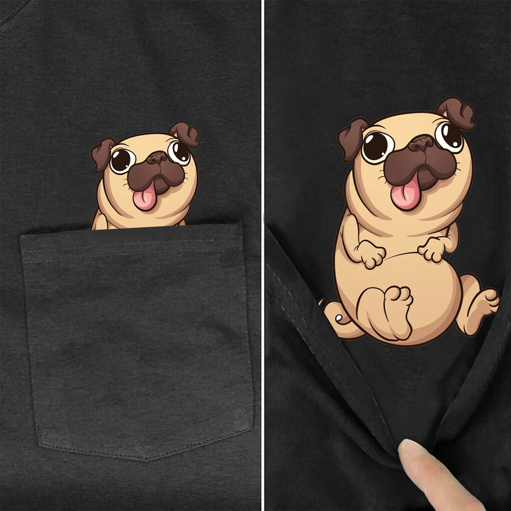 CLOOCL Đen Áo Thun Cotton Thời Trang Thương Hiệu Thủy Thủ Chó Pug In Hình Túi Áo Hip Hop Tee Ngắn Tay Mùa Hè Người Phụ Nữ Áo Phông