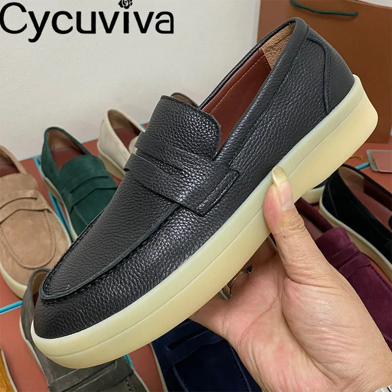 

Designer Brand Cow Leather Loafers Shoes for MenThick Sole Causal Flat Summer Walk Shoes Male Autumn Office Driving Shoes