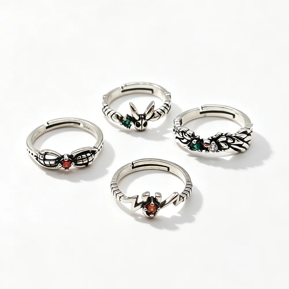 Anime ‌My Hero Midoriya Izuku Bakugou Katsuki Mirko Cosplay Ring Unisex Vintage Punk Rabbit Adjustable Rings Jewelry Accessories