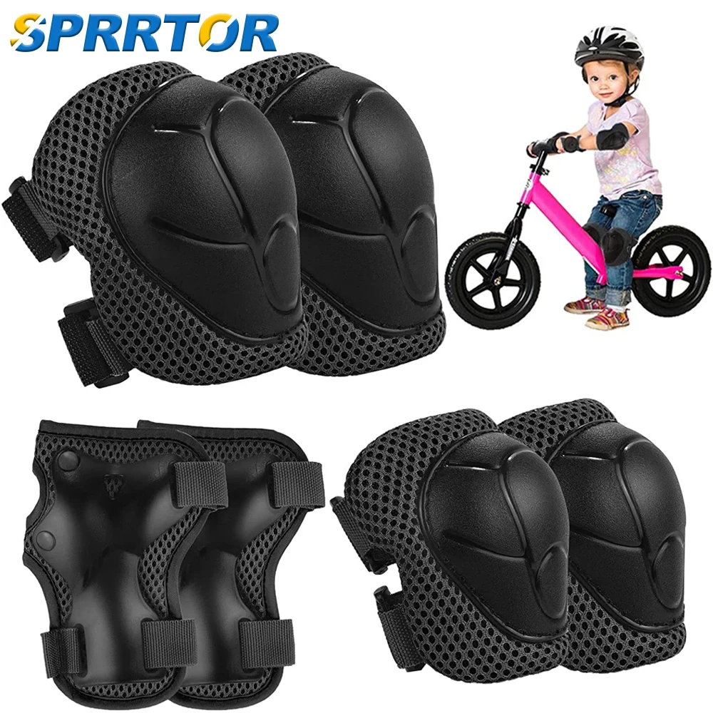 

Kids Protective Gear,Knee Pads and Elbow Pads 6 in 1with Wrist Guard and Adjustable Strap for Rollerblading Skateboard Cycling