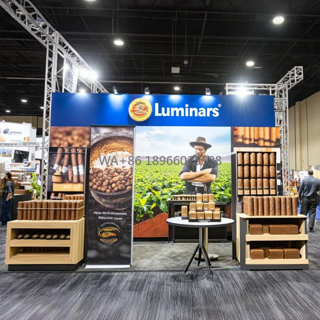 Custom 10x20 LED Trade Show  Display with Trade Show Shelves and Aluminum Frame Storage Room for PCA Exhibition Booth Design