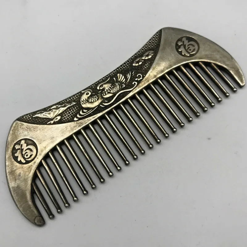 , Tibetan silver handmade comb, massage and gua sha tool, supplied to scenic area stalls, white copper long-handled c