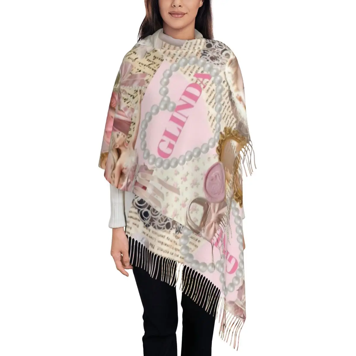 Wicked For Good Glinda Shawl Wrap Women Winter Large Soft Scarf Musical Movie Pashmina Shawl Scarves
