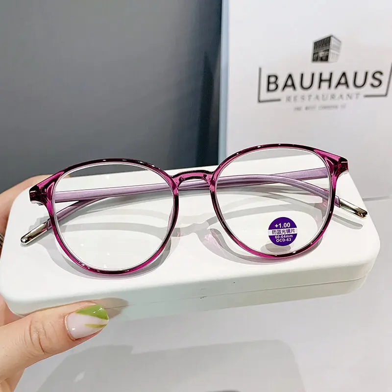 Fashion Reading Glasses Women Men Ant Iblue Light Presbyopic Glasses HD Round Hyperopia Eyewear for The Elderly +1.0 To +4.0