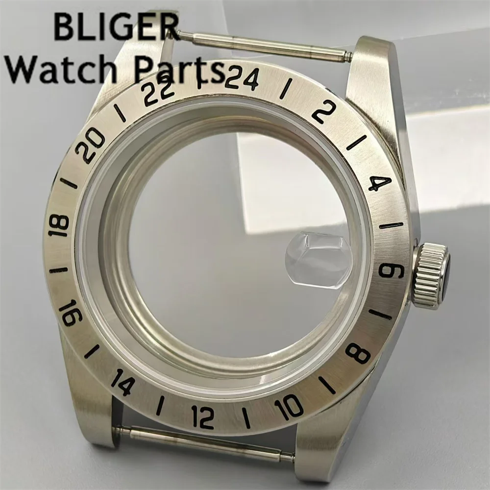 

BLIGER 39mm Silver Sterile Watch Case Sapphire Glass Fixed Bezel Fit NH34 NH35 NH36 ETA2824 PT5000 movement Waterproof