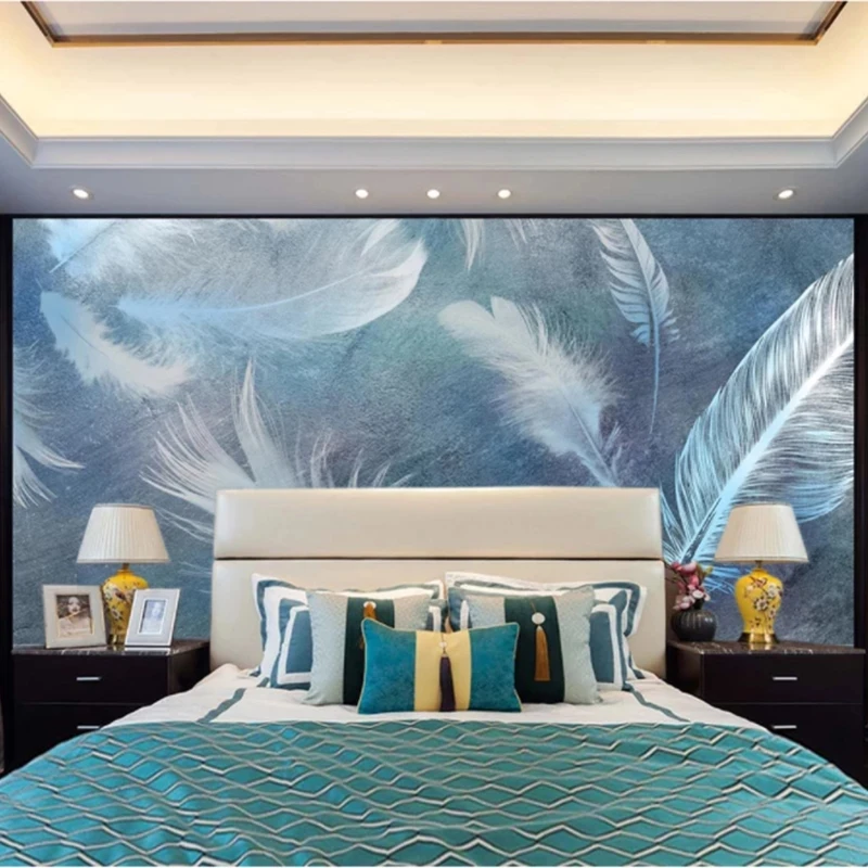 Customized Photo Wallpaper Modern 3D Fashion Feather Mural Living room sofa TV background wall bedroom restaurant study Hotel 8d