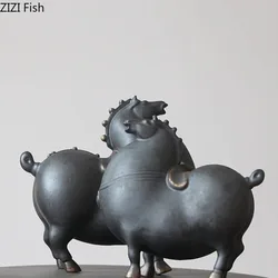 Creative Fat Horse Porcelain Statue Desk Ornaments Horse Ceramic Sculpture Living Room Decoration Crafts Vintage Home Decor